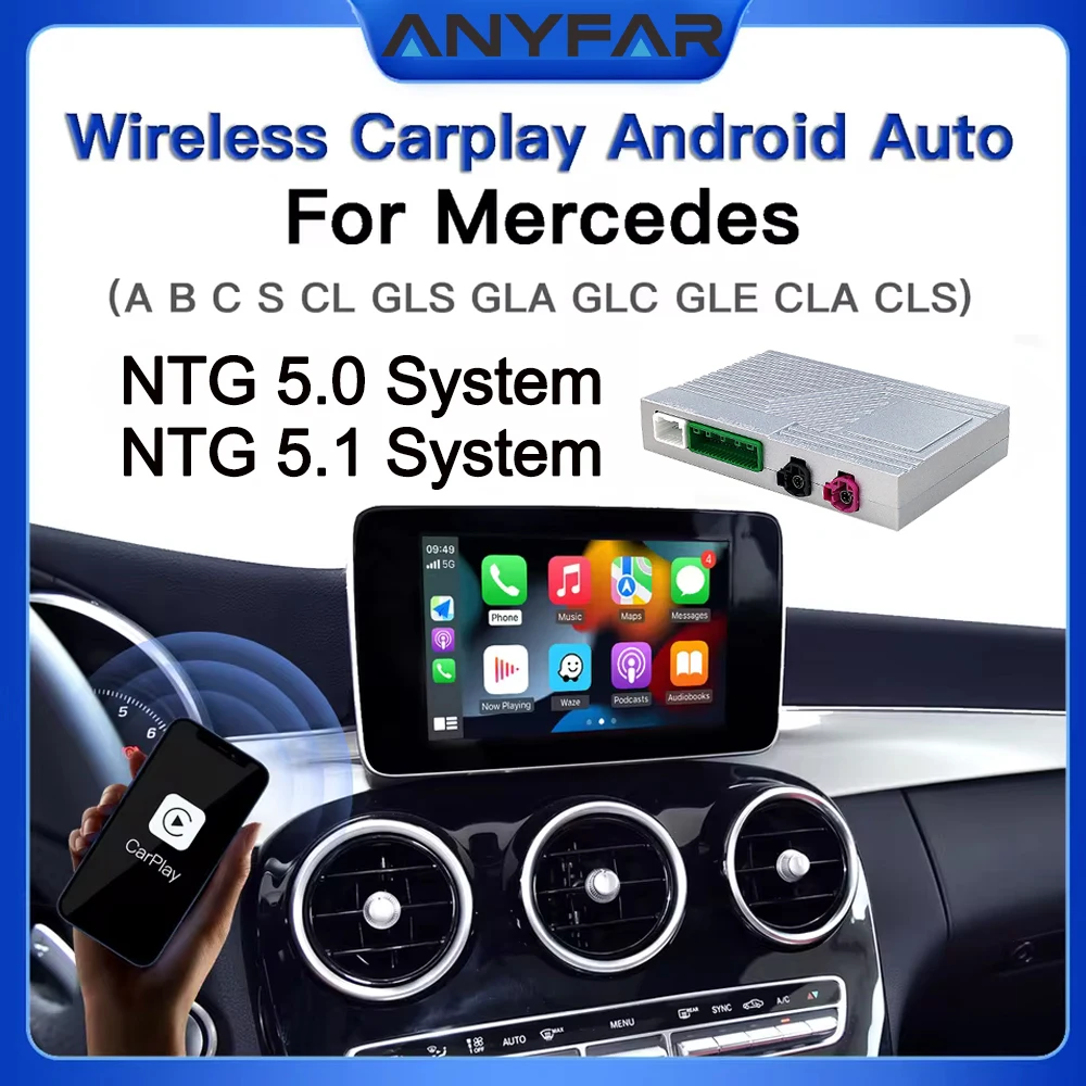 Atualização sem fio carplay para mercedes benz classe c glc w205 v classe w447 ntg5.0 5.1 módulo becker android navegação automática