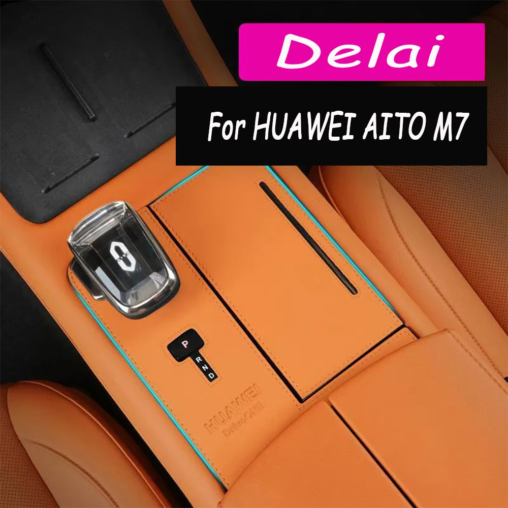 

For HUAWEI AITO M7 2024 Car Central control panel stickers Cover Leather Water Cup mat Interior Accessories