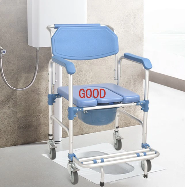 Powered Patient Lift Transfer Chair With Commode Foldable Bedside Commode Chair With Wheels Toilet