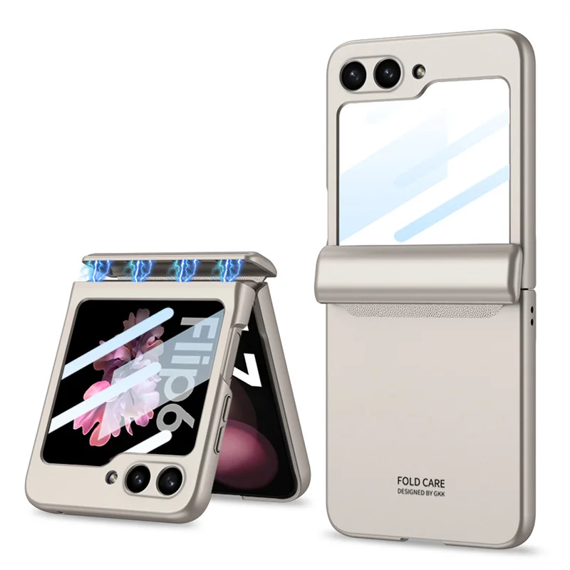 Voor Samsung Galaxy Z Flip 7 6 5 4 3 Volledige Bescherming Scharnier Luxe Cover Shell Camera Glas op Z Flip3 4 Flip4 Flip5 Magnetische Case