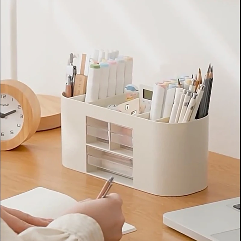 

Home Office Desktop Storage Box with Transparent Drawers Large Capacity Stationery Organizer for Small Items Stationery Holder