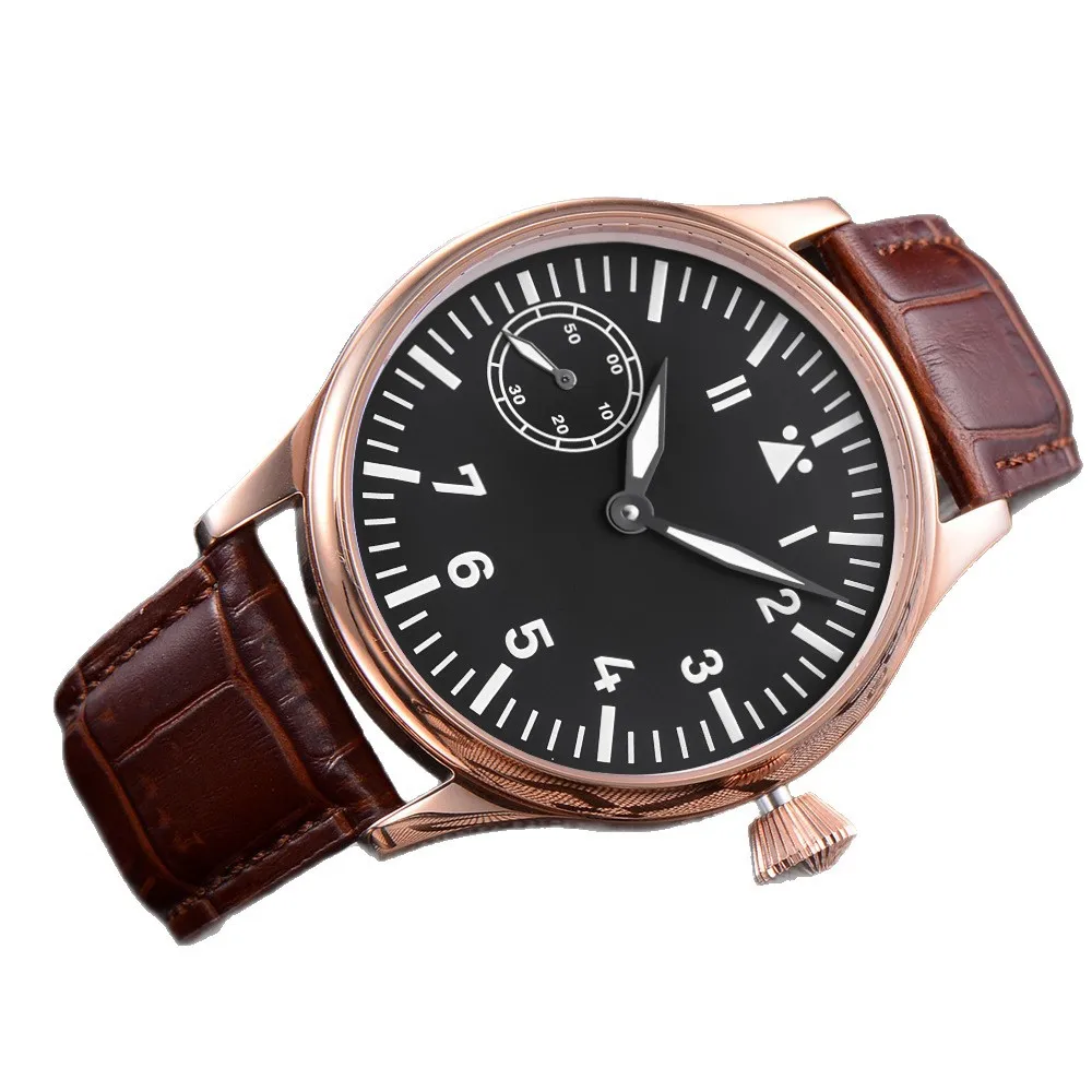 Orologio Pilot Orologio da uomo con quadrante grande rotondo Orologio meccanico da uomo con cintura in acciaio luminoso impermeabile