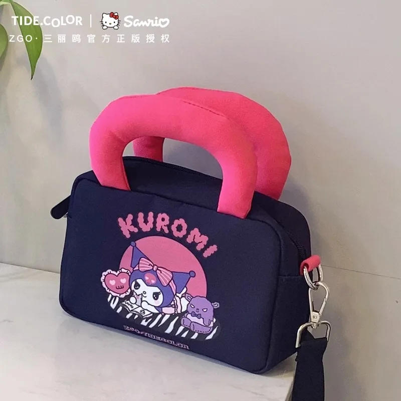 

2023 New Genuine Sanrio Kuromi Cinnamoroll Handbag Cute Womens Contrasting Color Single Shoulder Crossbody Small Square Bag Gift