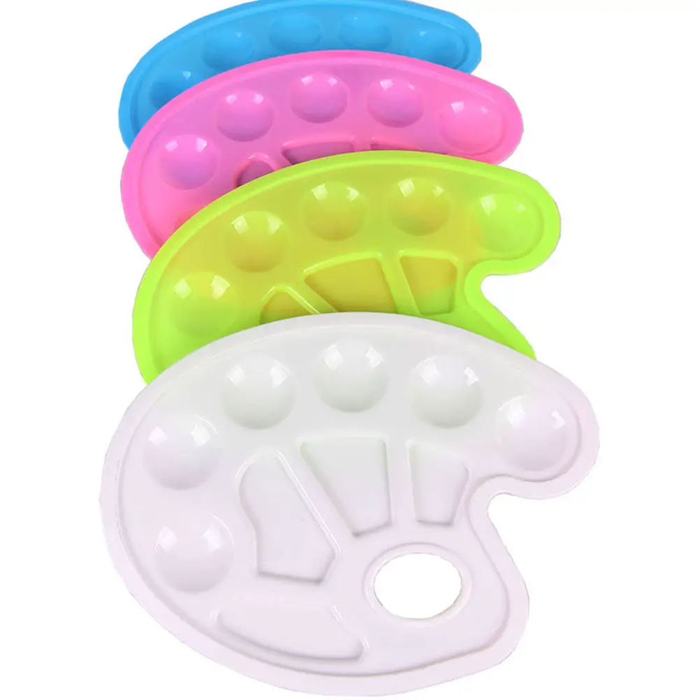 10Pcs Compact Washable Paint Palette Set Sturdy Plastic Color Mixing Tray for Artists Students Sketching Painting