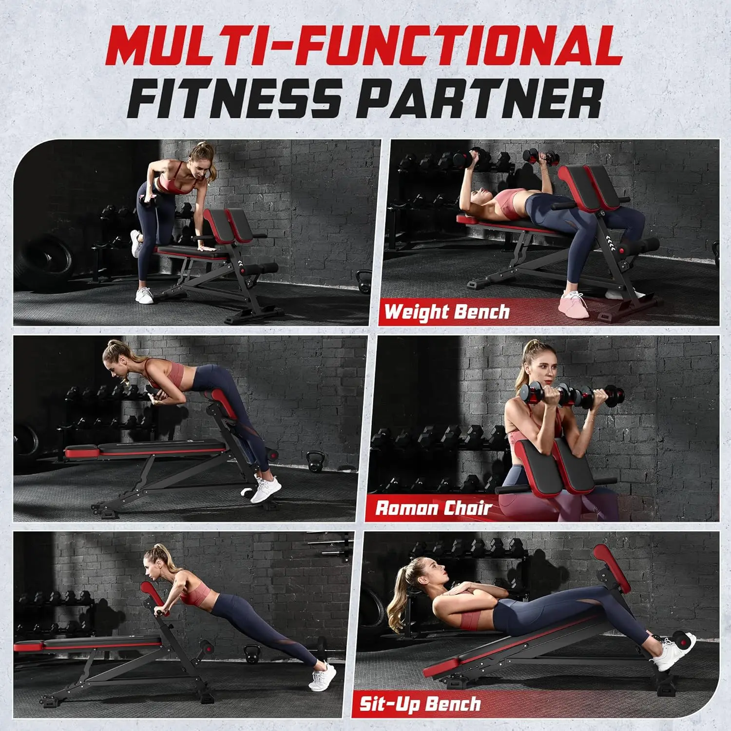Roman Chair, Weight Bench and Sit up Bench for Hyper Back Extension and Workout with Handle