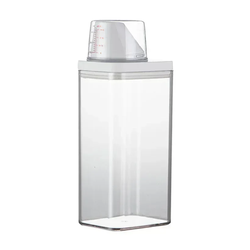 Transparent Multipurpose Storage Jar with Non-leakage Design and Measuring Cup for Laundry Powder and Detergent