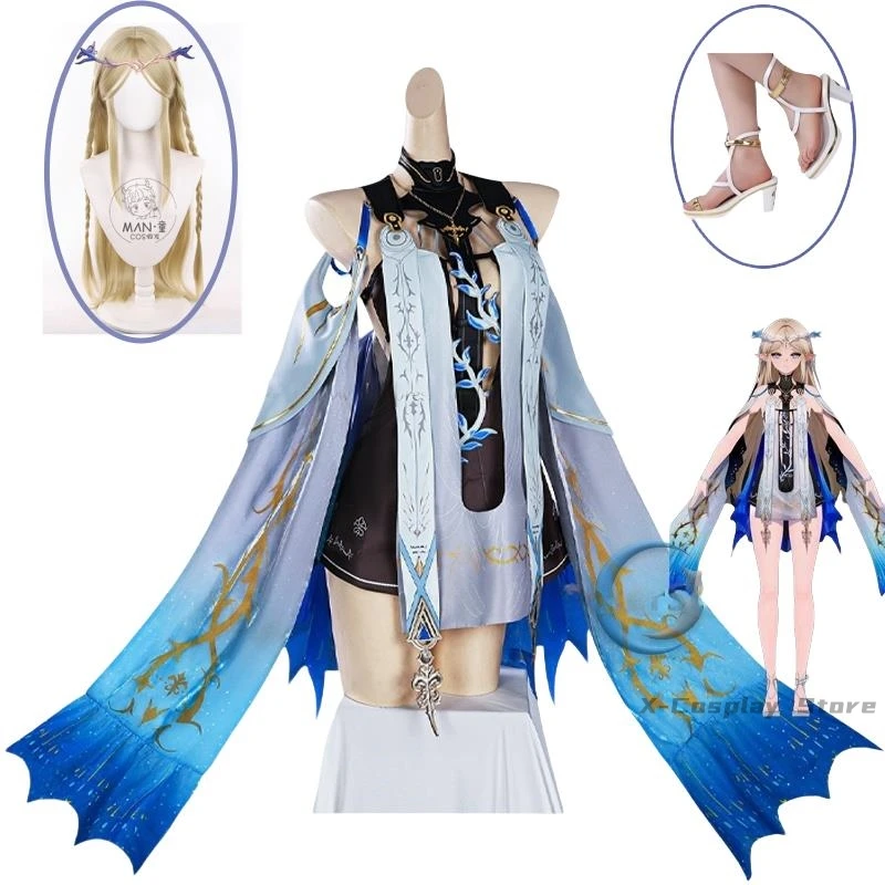 

Игра Wuthering Waves WuWa Cartethyia Косплей Костюм Платье Карнавал Хэллоуин Вечеринка Ролевые Игры Парик Обувь Костюмы Опора