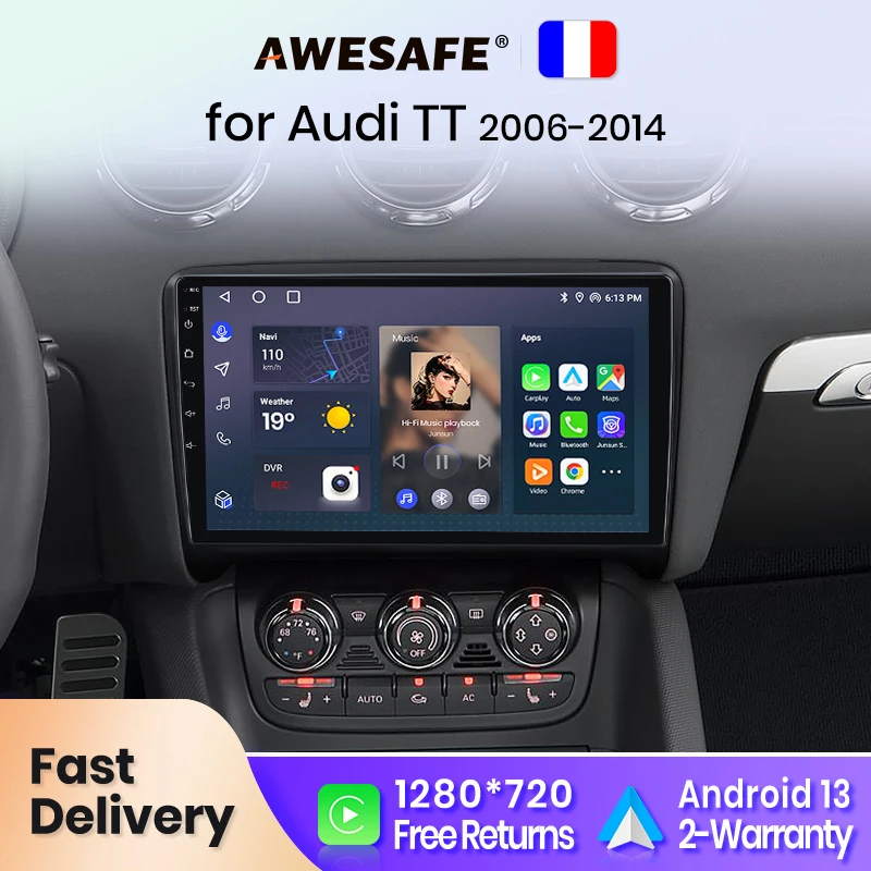 AWESAFE PX9 Car Radio Autoradio for Audi TT MK2 2006-2014   Wireless Carplay Screen Android Auto Stereo GPS Navi FM RDS France