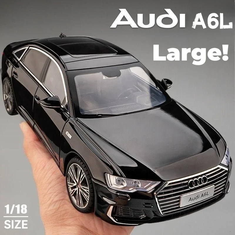 

1/18 Audi A6L игрушечный автомобиль, литой под давлением сплав, металлическая модель, миниатюрный откат, звук, свет, двери, открывающаяся коллекция, подарок для мальчиков и детей