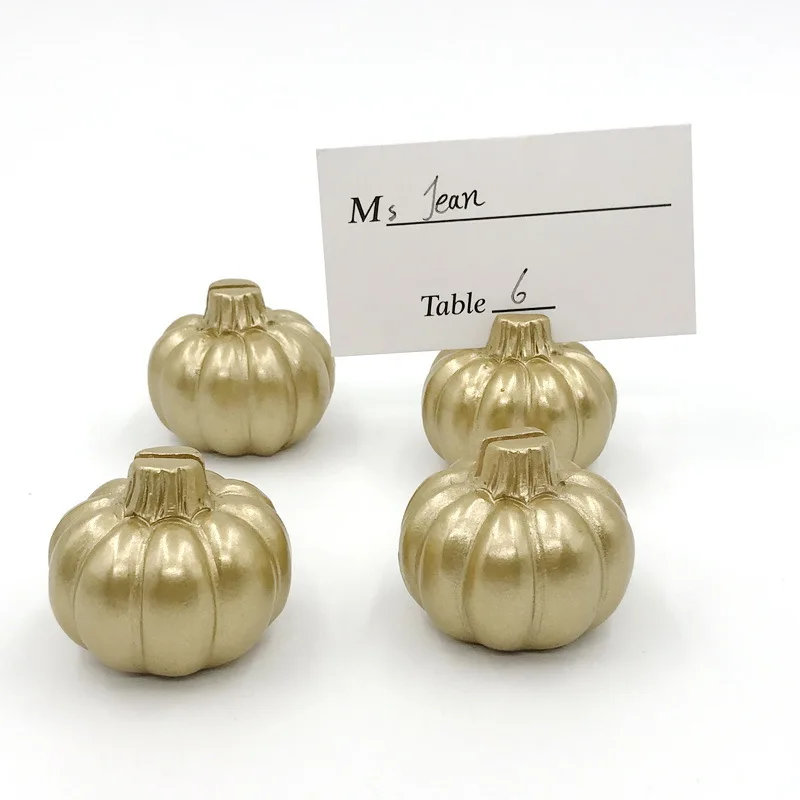 100pcs Gold Color Pumpkin Shape Place Card Holder Wedding Party Table Name Picture Holder