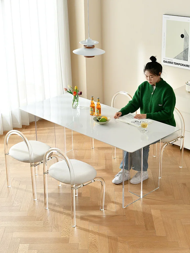 

Hibiscus hibiscus modern simple household acrylic dining table and chair combination floating transparent dining table