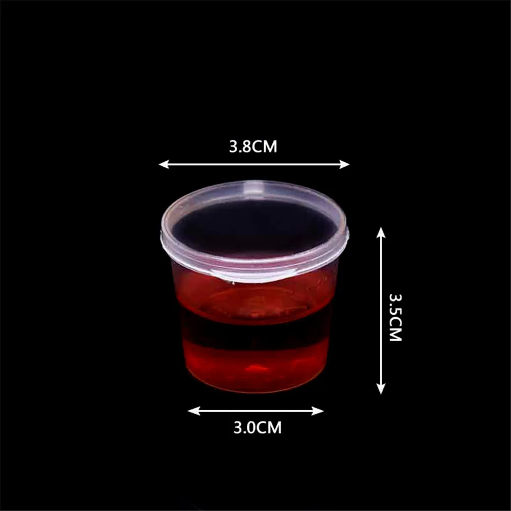 100Pcs Small Plastic Disposable Sauce Cups Food Storage Clear Package Box & Lid【Homeclub】