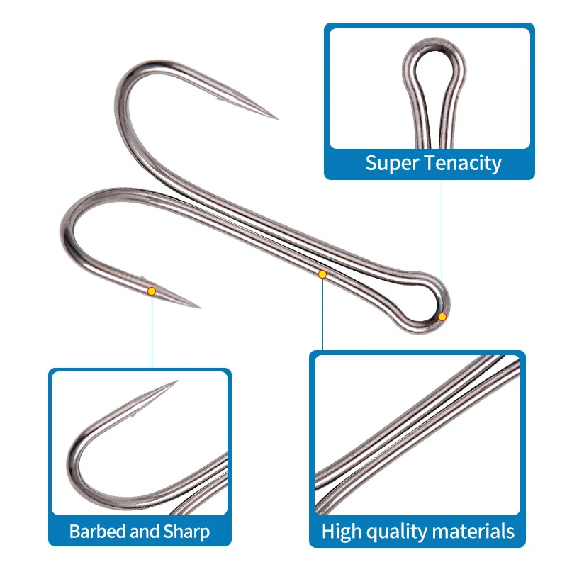 10/50/100PCS Fishing Hook For Soft Lures Long Shank Double Hook Barbed Weedless Jig Bass Fish Hook Fishing Tackle Accessories