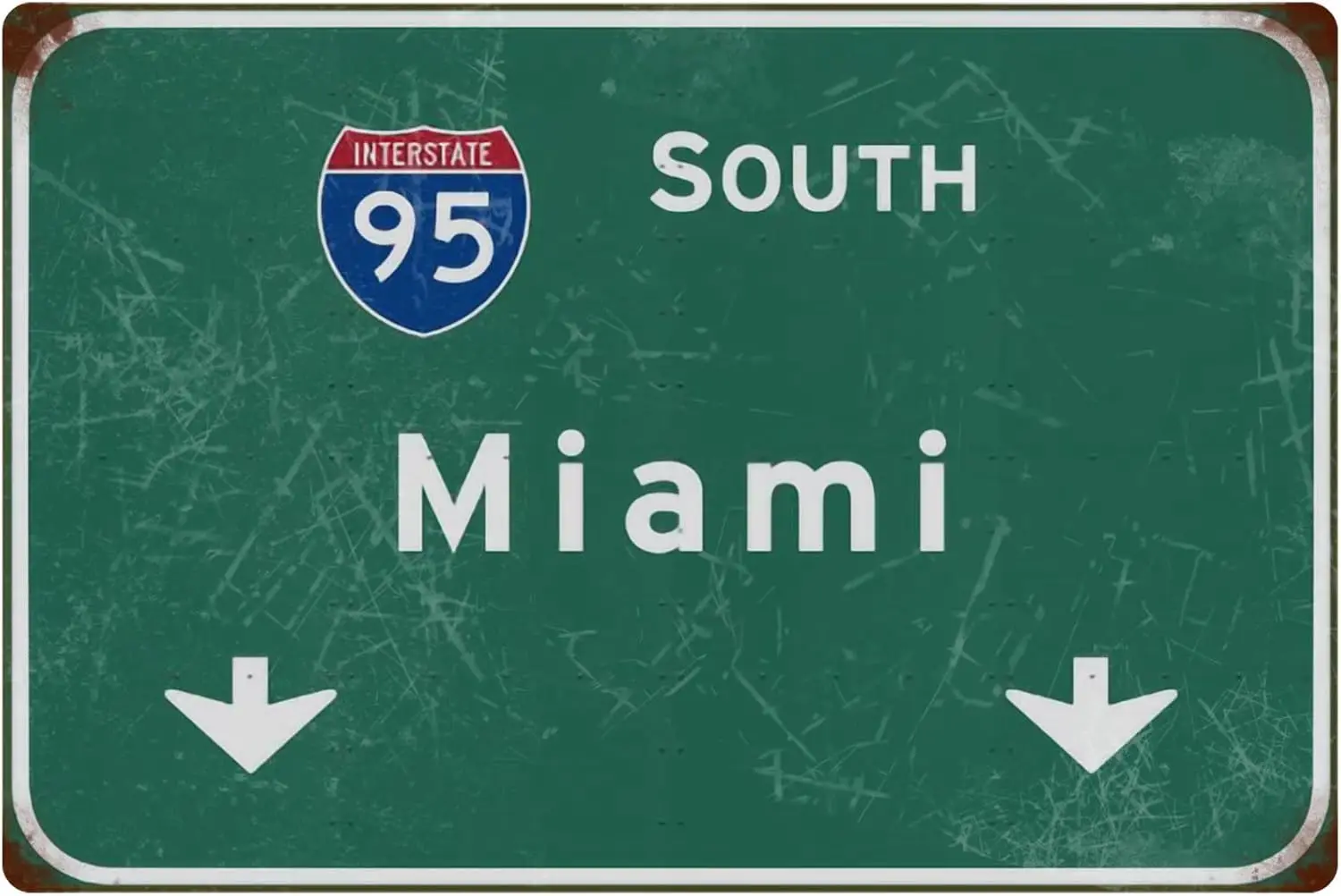 Metal Sign Vintage South Miami Interstate 95 Freeway Poster Wall Decor Bar Club Airport Home Dining Room Living Room Vintage Art