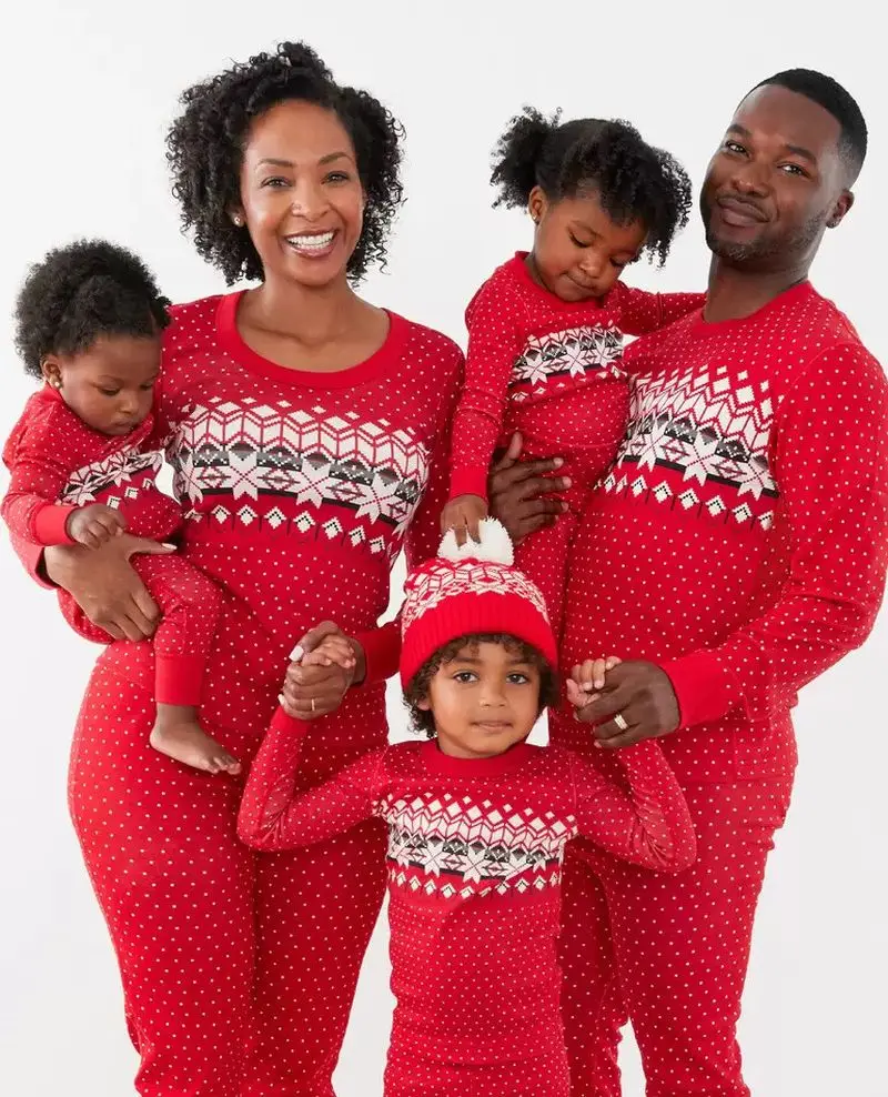 Family Christmas Pajamas Set 2022 Warm Soft Matching Outfits Xmas Pjs Family Mother Father Daughter Son Sleepwear Home Wear Sets