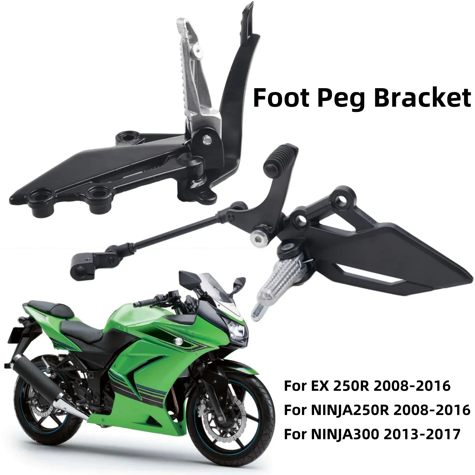 フットペグブラケットブレーキペダルレバーアセンブリカワサキ用-ex-250r-ninja250r-2008-2016-ninja300-2013-2017-左右