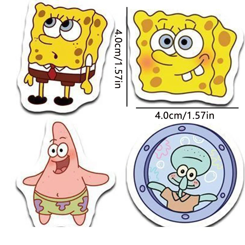 100Pcs SpongeBob Cartoon Stickers Patrick Star Squidward DIY Decor Stickers for Notebook Stationery Journal