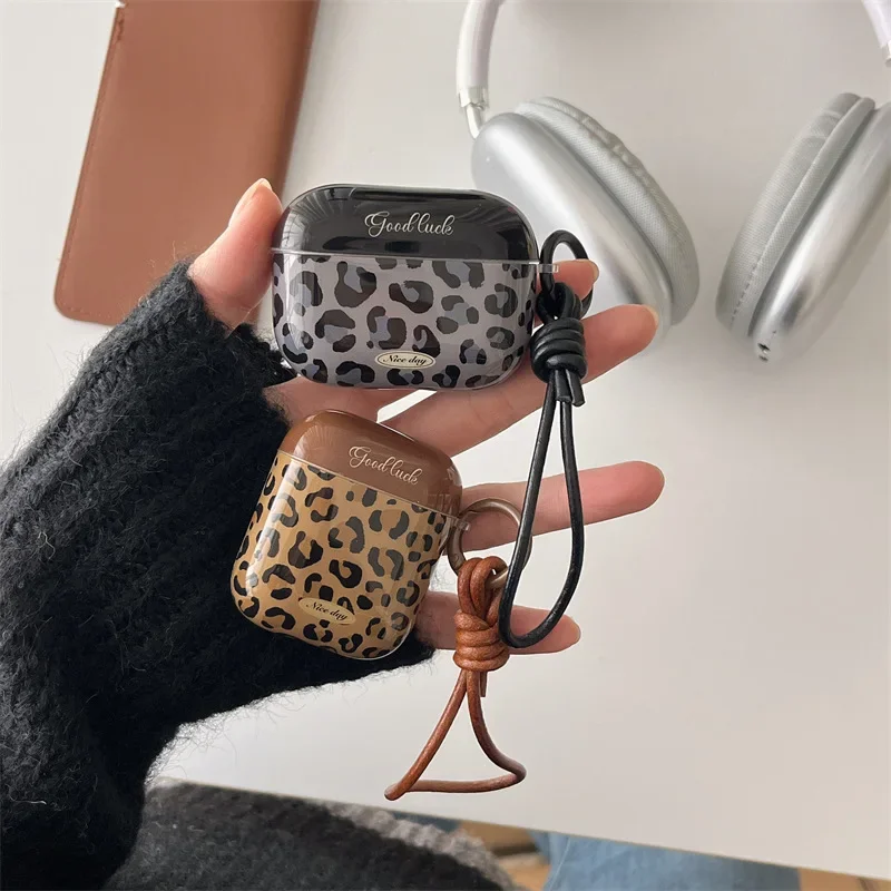 

Simple Leopard Print Case for AirPods 4 Airpod 1 2 3 Pro Pro2 Bluetooth Earbuds Charging Box Protective Earphone Case Cover