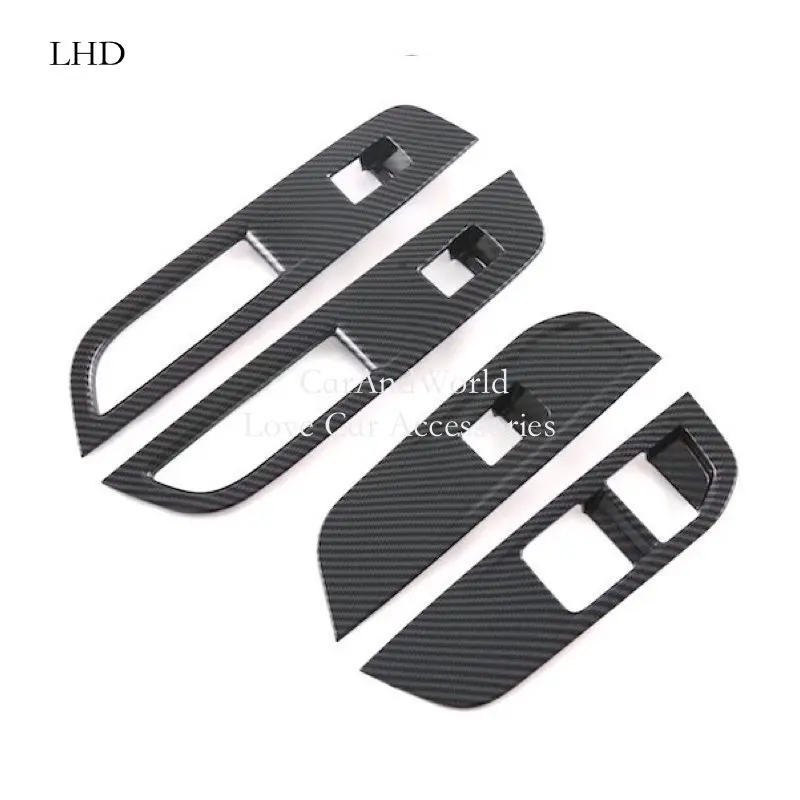 LHD&RHD Carbon Fiber Interior Door Window Lift Glass Switch Armrest Panel Cover Trims For MG 4 MG4 EV 2022-2024 Car Accessories