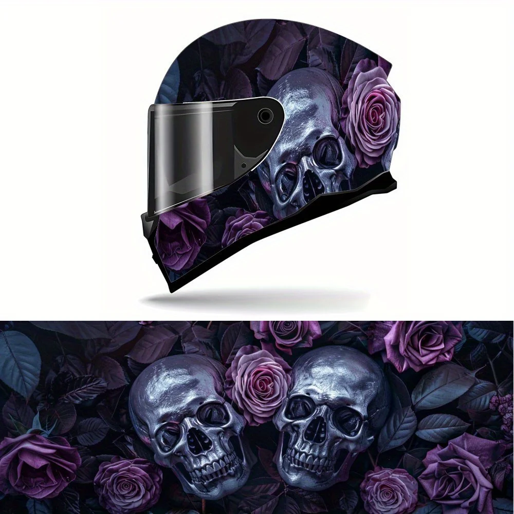 

Загадочная фиолетовая роза и череп, виниловая наклейка на полный шлем, водонепроницаемые устойчивые к царапинам самоклеящиеся наклейки из ПВХ, Artis