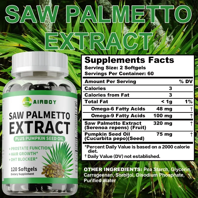 Saw Palmetto Capsules - Supports Prostate Health, Relieves Urination Problems, Promotes Hair Growth, and Improves Sleep Quality - Image 2