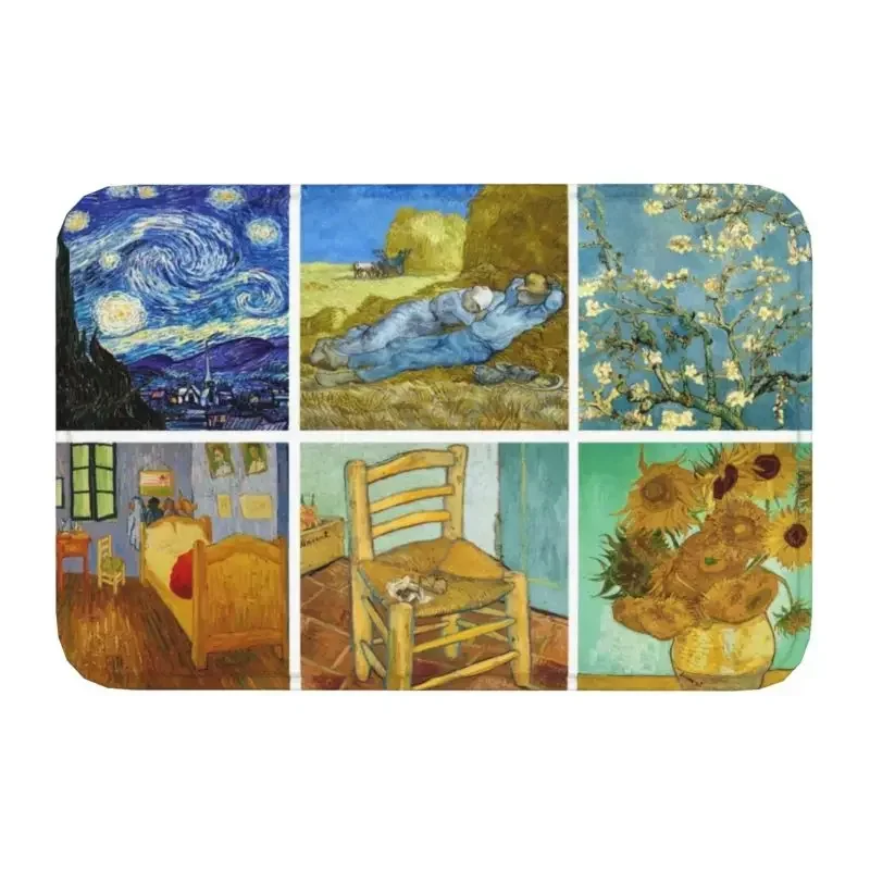 Vincent Van Gogh Works Front Floor Door Entrance Mats Indoor Art Painting Kitchen Bathroom Doormat Garage Carpet Rug