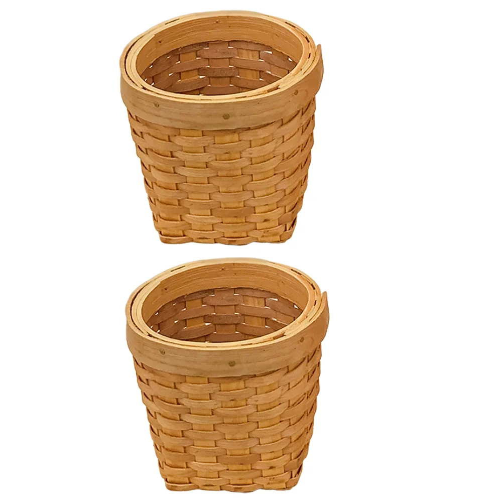 

Rattan Pen Cup Woven Holder Garbage Can Sundries Basket Office Trash Cans Desktop Organizer