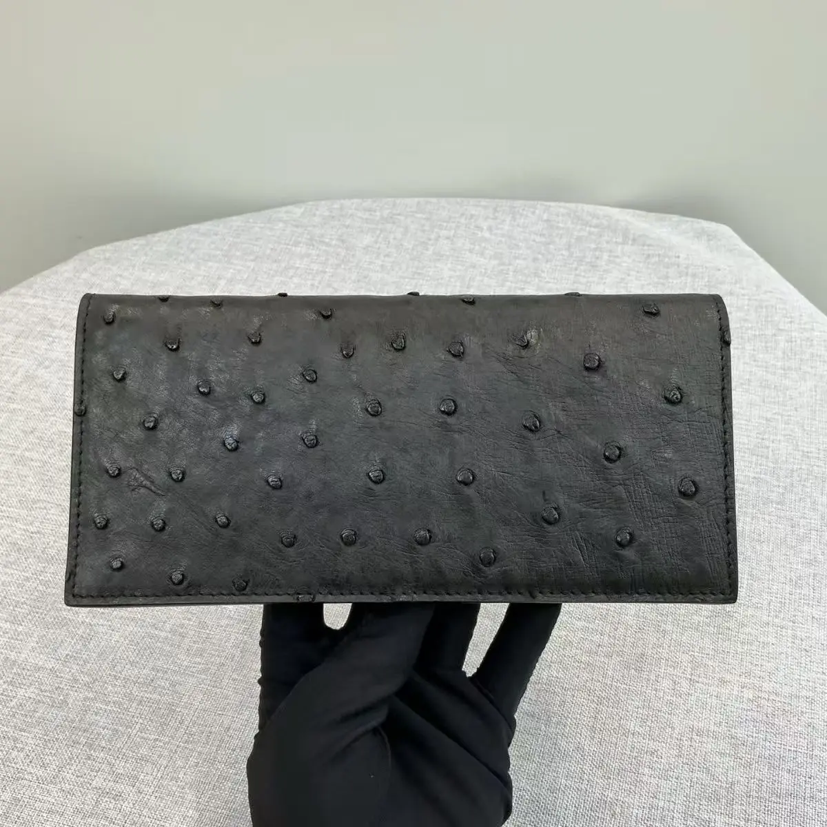 New Fashion Money Clips Men's Long Wallets Natural Real Leather Male Real Ostrich Leather Cash Purses Clutch Men Card Holders