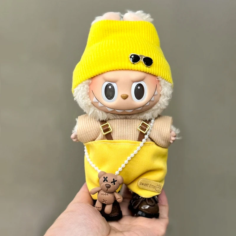 

15-17cm Doll Clothing for Labubu V3 Clothes Designer Dress Dolls Outfit Accessories Mini Shirt Pants Hat Set (no Doll no Shoes)