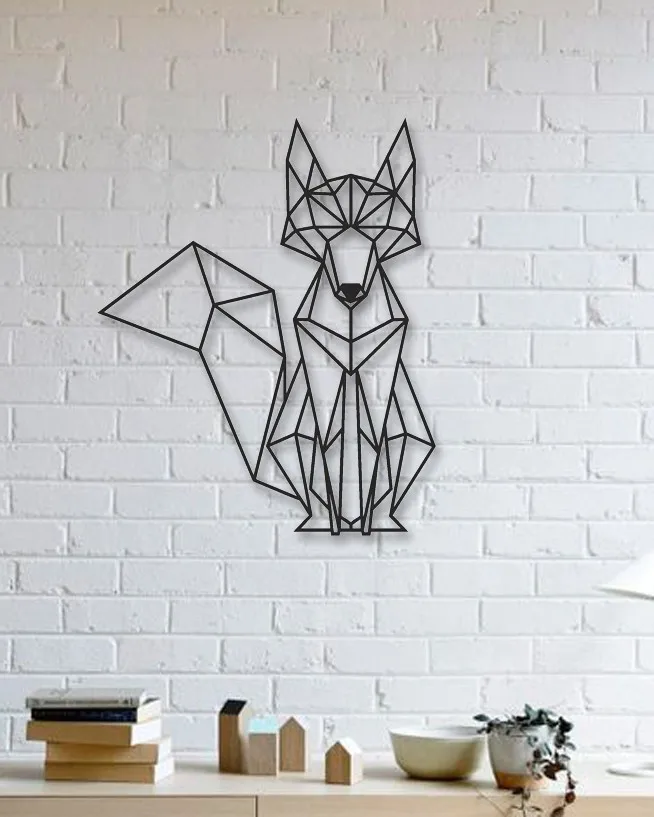 Fox Designed Geometric Shaped Metal Table Decorative Wall Decor Black Wall Décor,Living Room, Bedroom, Kitchen, bathroom Interi