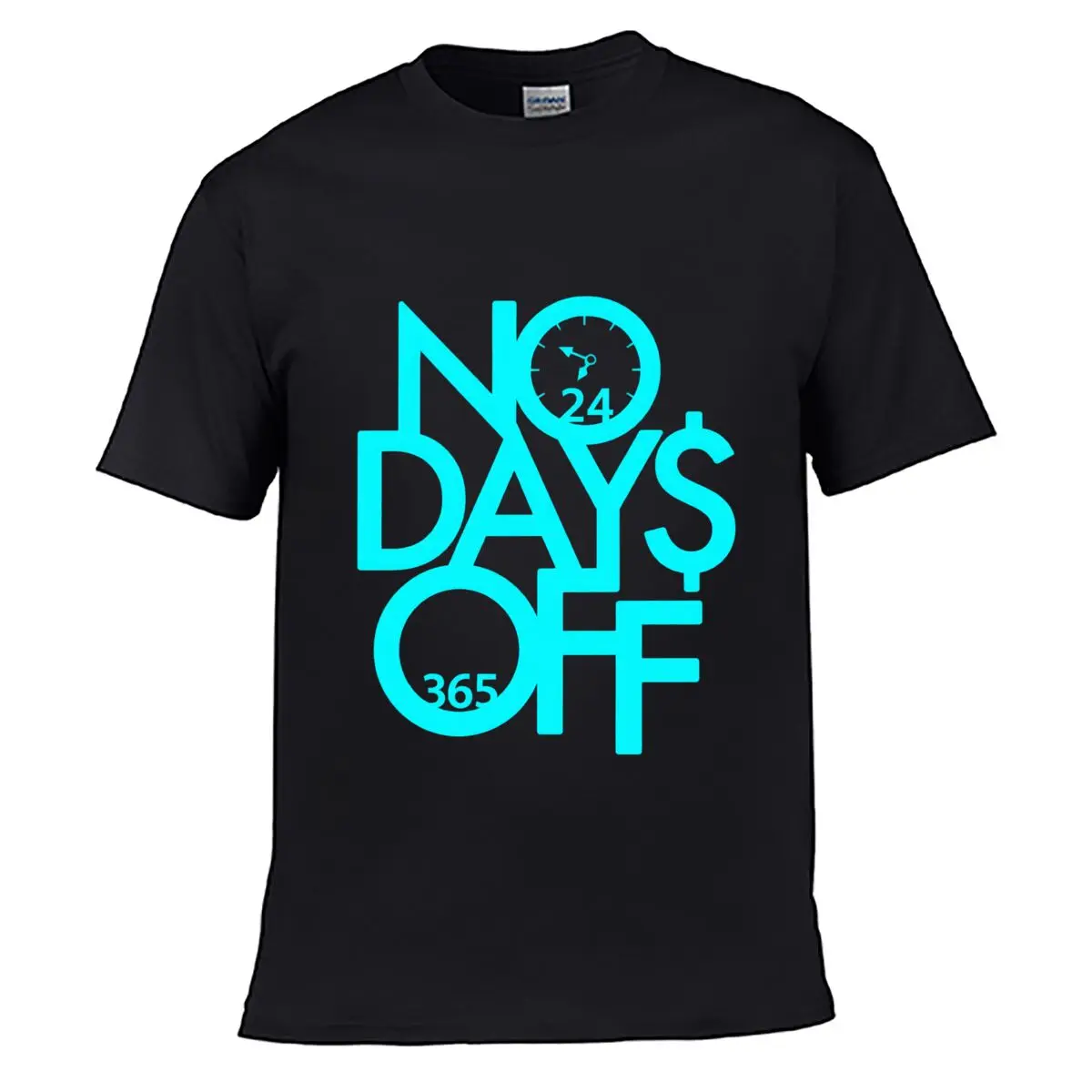 No Days Off 24 365 Clock Graphic Street Loose Simple Tee
