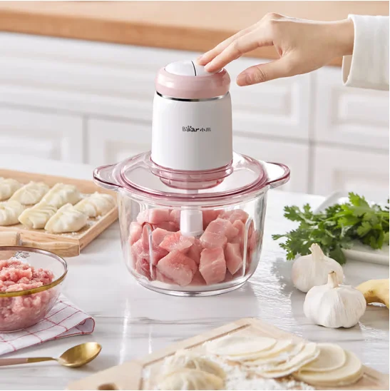 Bear Meat Grinder Household Electric Cooking Machine Glass Garlic Multi functional Filling Grinder Meat Crusher chinasupor electric pressure machine cysb80yc10c 120 8l large capacity household electric pressure rice cooker steam soup meat