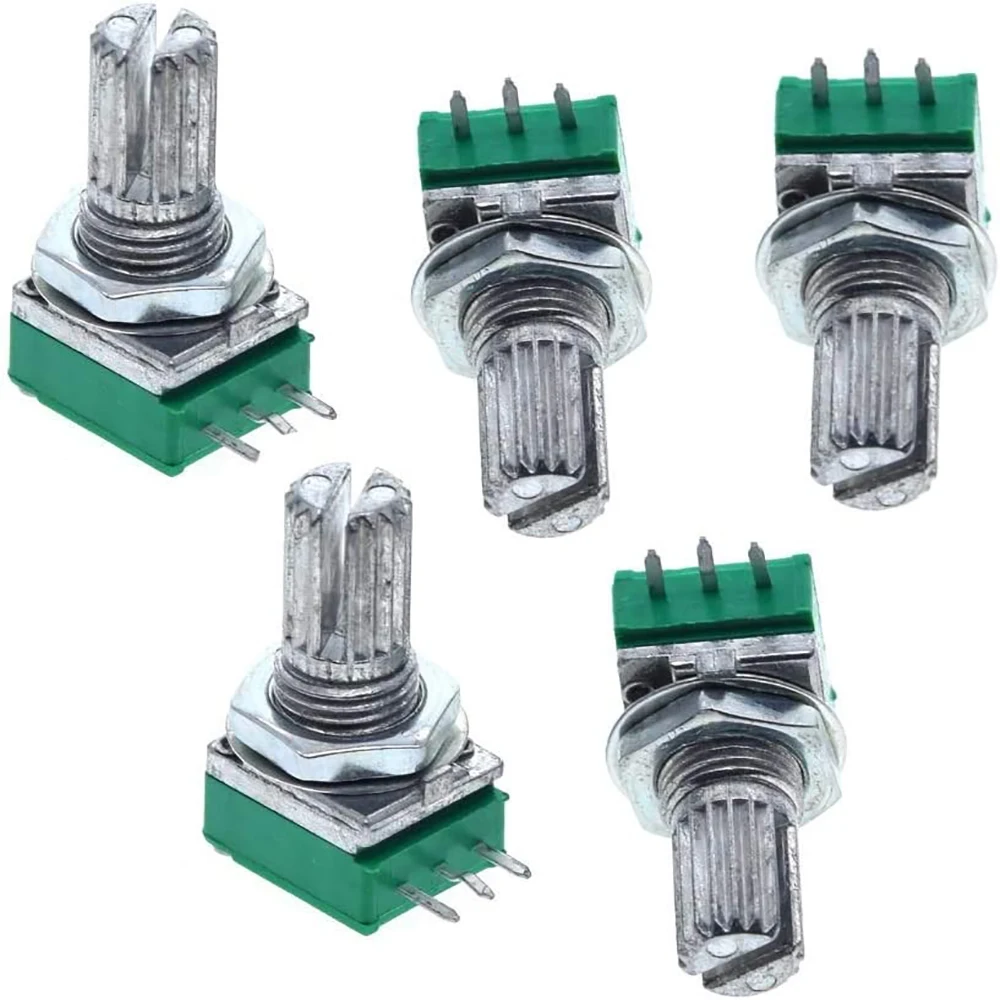 5Pcs RK097 RK097N 15mm 3Pin Potentiometers Industrial Switches B1K 5K 10K 20K 50K 100K 500K Switch Audio Shaft Amplifier Sealing