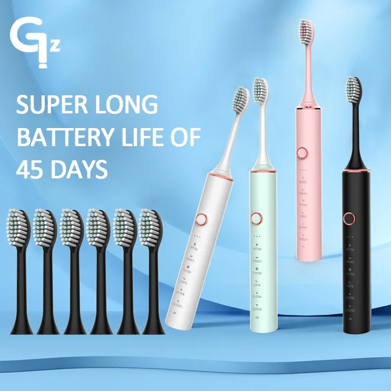 GeZhou Sonic Electric Rechargeable Toothbrush for Kids - IPX7 Waterproof, 18 Modes, Travel Size, 16 Brush Heads