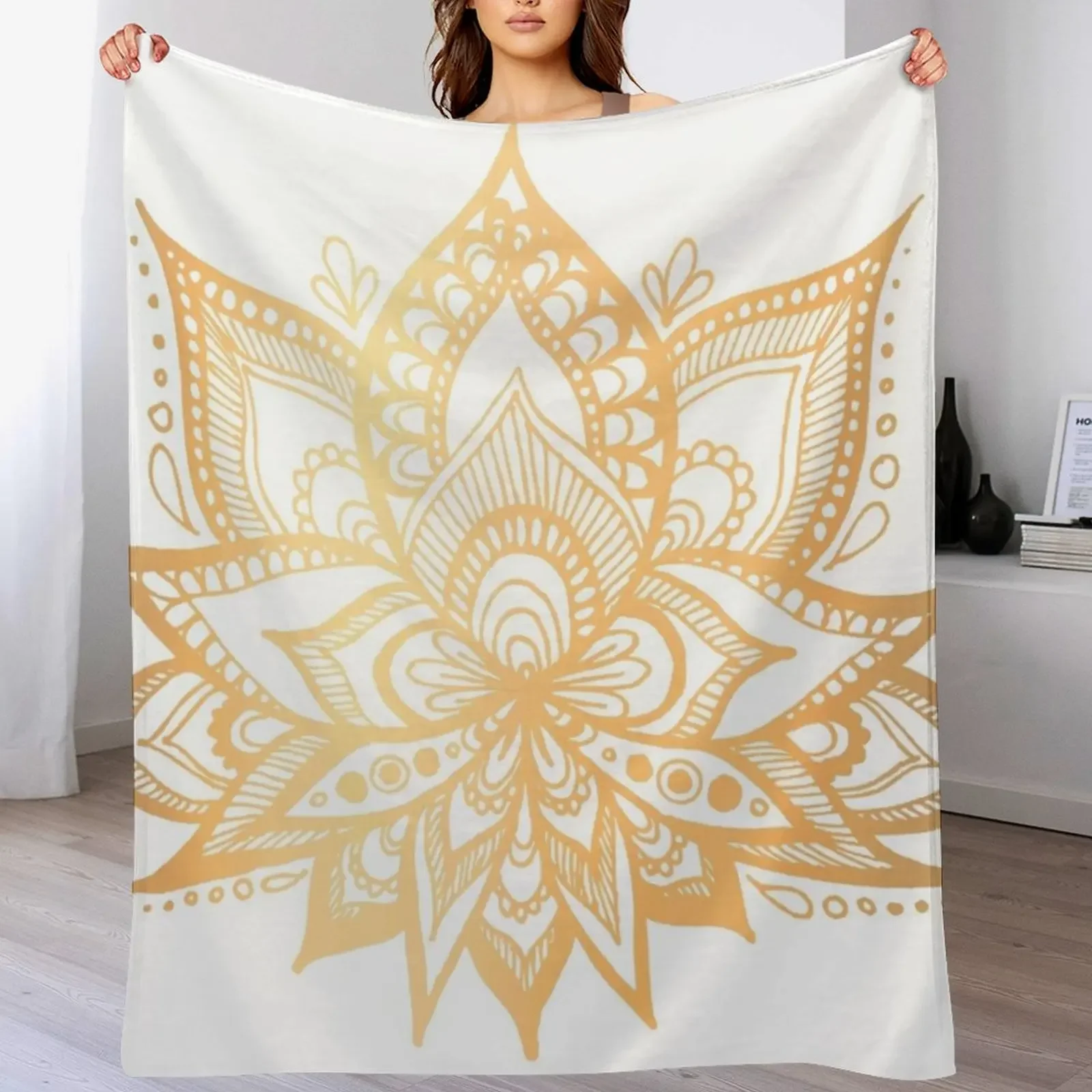 

Gold Lotus Flower Throw Blanket Quilt cosplay anime Single Blankets