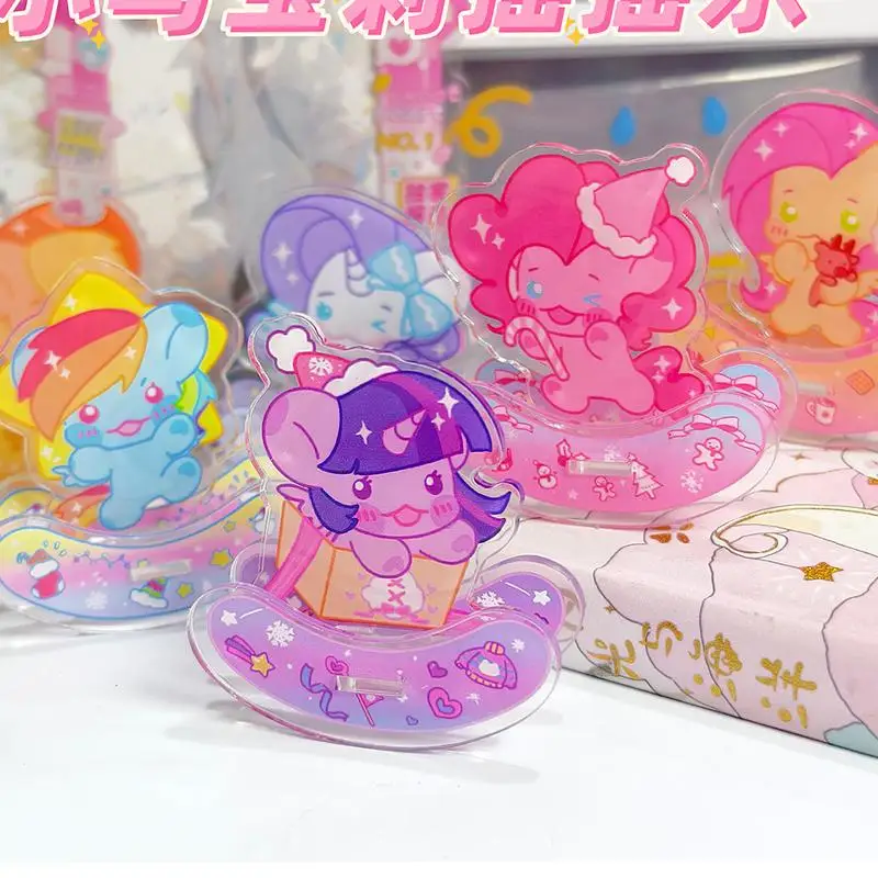 

Anime My Little Pony Transparent Acrylic Ornament My Little Pony Fan Cartoon Rocking Horse Rocking Music Standing Card Gifts