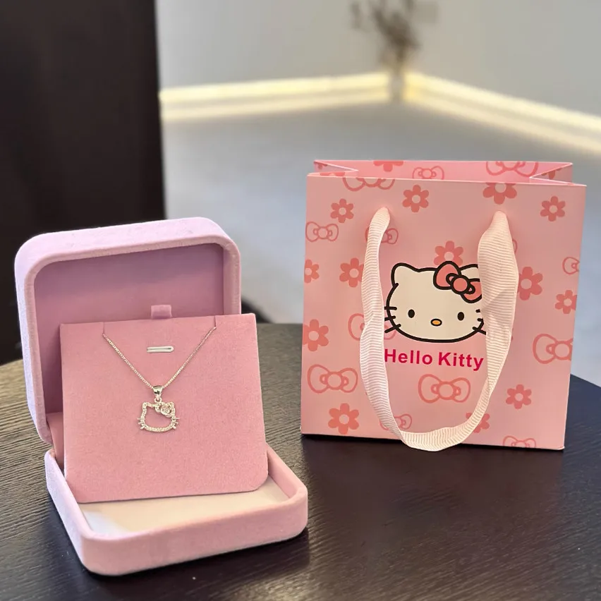 Collar de Hello Kitty para mujer, gargantilla de plata de ley con bonito colgante, regalo de cumpleaños para sus mejores amigas, regalo de joyería Kawaii
