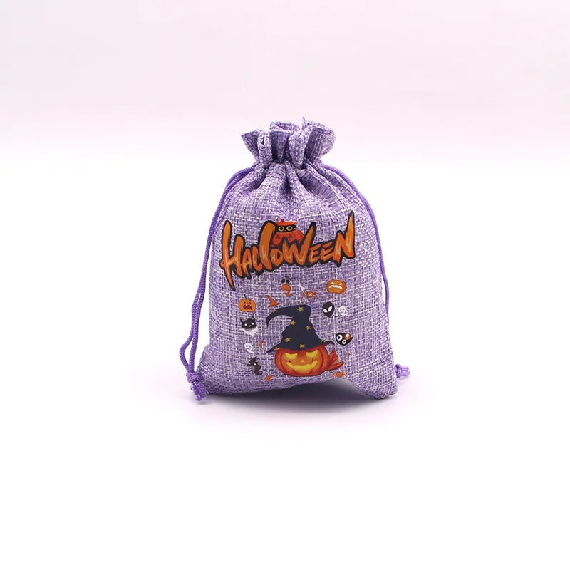 StoBag 5pcs Happy Halloween Bags Small Drawstring Candy Gift Storage Packaging Kids Trick or Treat Pocket Pouches Party Favors