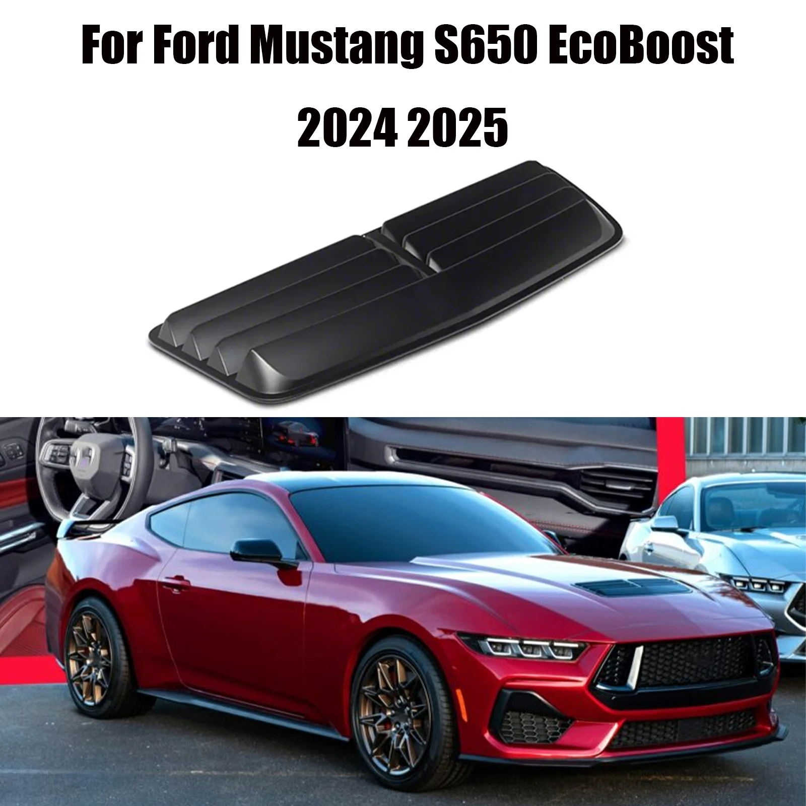 

For Ford Mustang S650 EcoBoost 2024 2025 Front Upper Hood Air Vent Insert Cover Matte Glossy Black Carbon Look