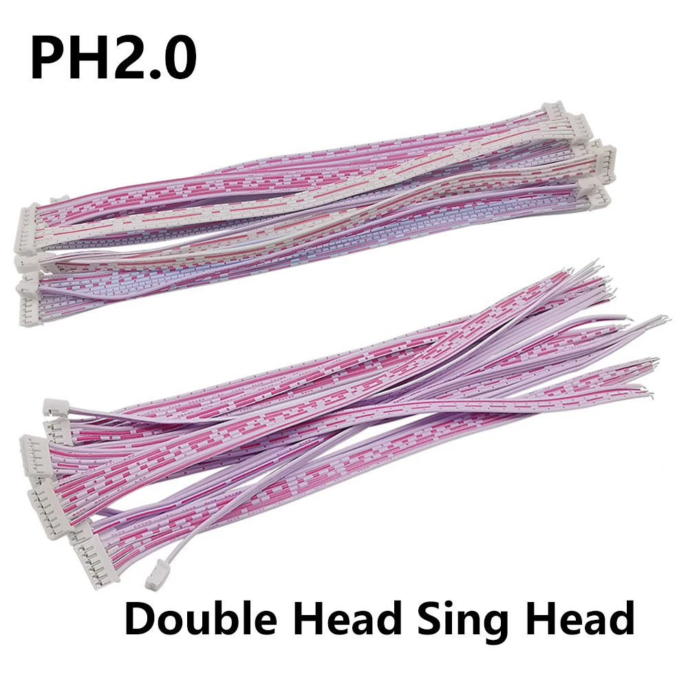 10 szt. JST ph2. 0 2.0mm 2P 3P 4P 5P 6P 7P 8P 9P 10-pinowa wtyczka żeńska złącze przewodu kablowego pojedyncza/podwójna głowica 26AWG 20CM