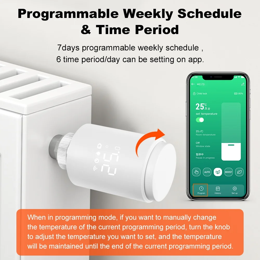 Tuya ZigBee3.0 Aktuator Radiator Katup Termostat yang Dapat Diprogram Pengontrol Suhu Smart Life bekerja dengan Alexa Google Alice