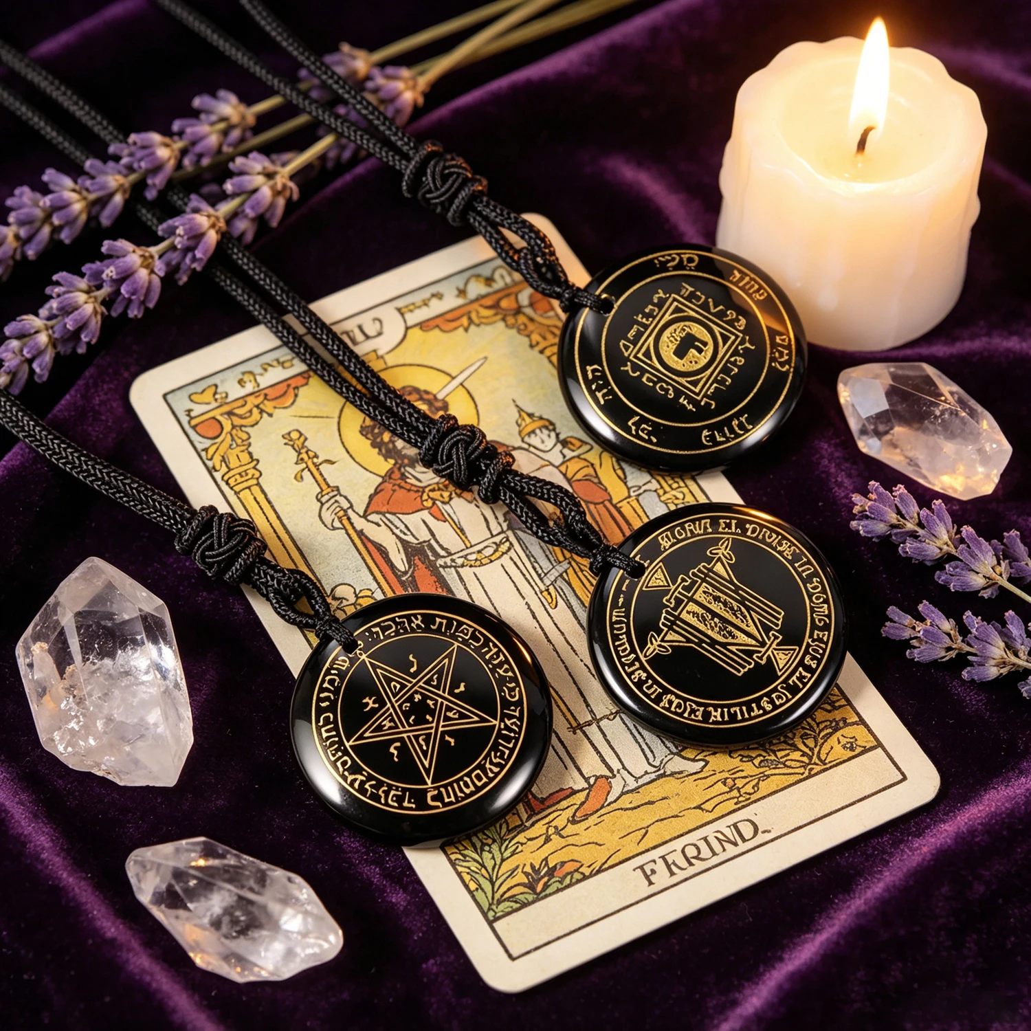Natural Obsidian Carved Solomon Auspicious Talisman Pendants Lucky Bringing Wealth Love Religious Spirit Belief Jewelry Necklace