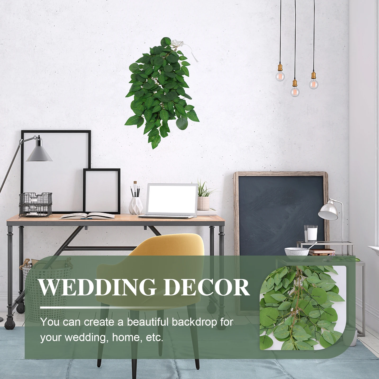 

1pc Simulated Wisteria Leaf Hanging Decoration Artificial Vines Imitation Rattan Wedding Home Decor Succulent Plants