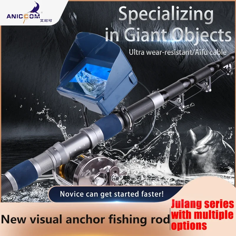 New Product Portable Fishing Rod Set Fishing Video Camera Kit 5\'\' IP68 HD Monitors Fishing Camera Boat Telescopic Rod