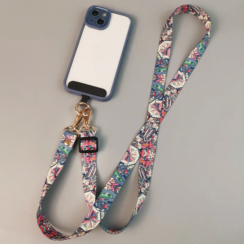 Mobile Phone Lanyard Long Cross-body Shoulder Strap Hanging Chain Retro Totem Pattern Pendant Adjustable Mobile Phone Lanyard