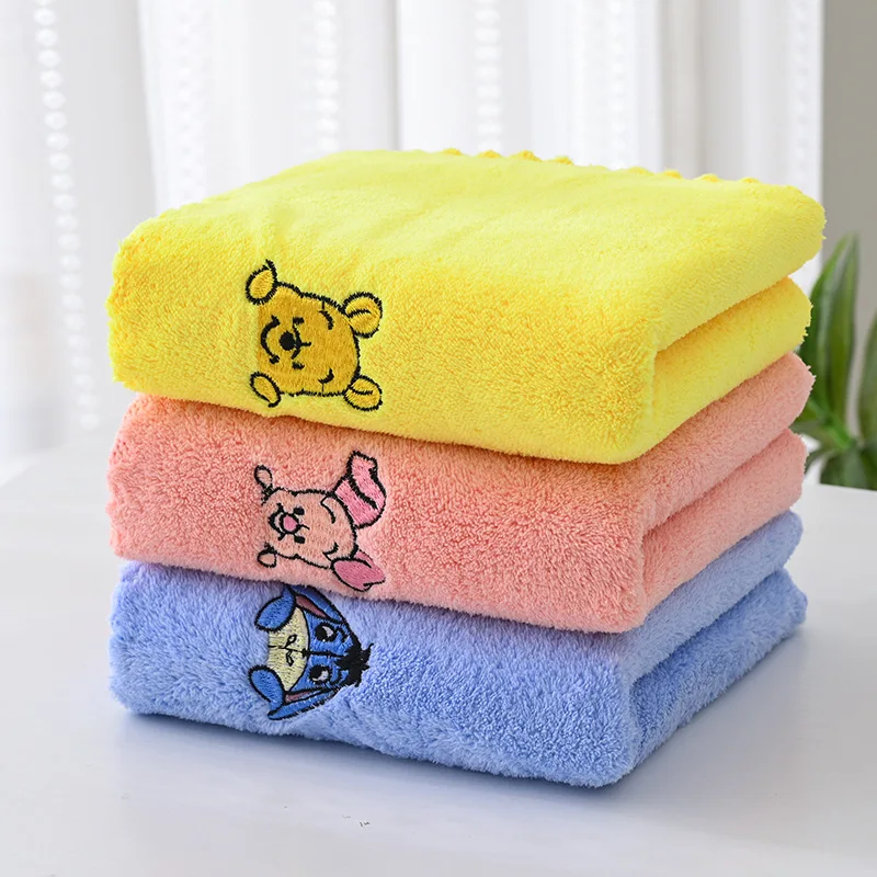 Disney Towel Cartoon Pooh Bear Piglet Boy Girl Kids Baby Anime Bathroom Soft Water-Absorbing Quick Drying Face Towel 3Pack