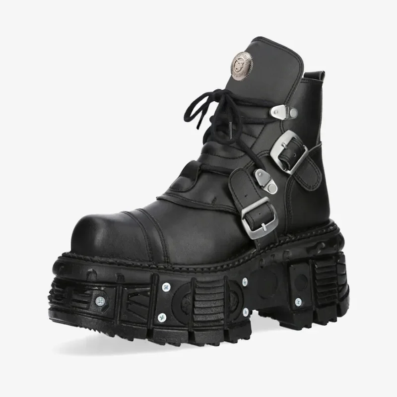 Women's Brand Fashion Platform Couple Ankle Boots Men Retro Punk Style High Heels Metal New Decoration Design Gothic Sneakers