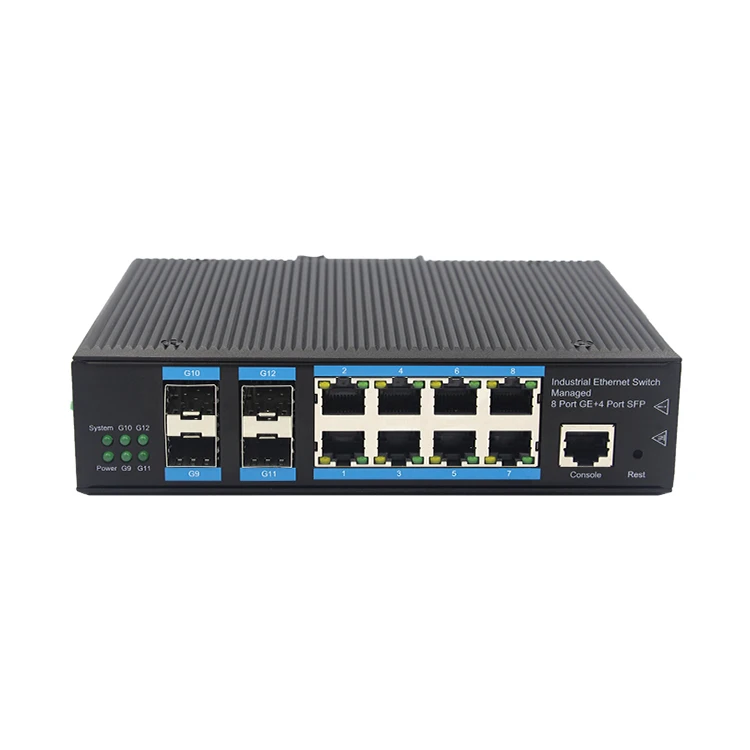 Managable 8port RJ45 10/100/1000  +4SFP fibre optic networking industrial switches