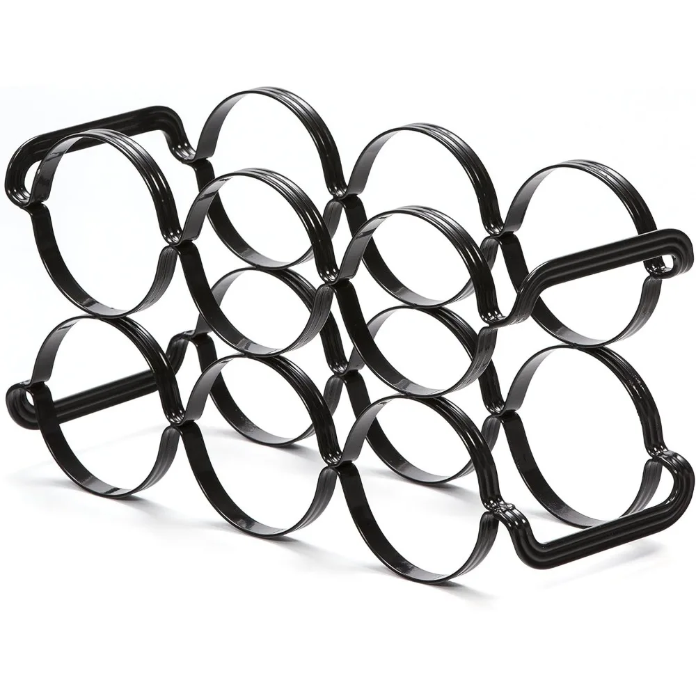 6-Bottle Countertop Wine Rack - Steel Storage Organizer for Kitchen, Pantry, Fridge in Black