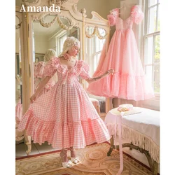 Amanda Baby Pink vestidos de noche Heart Shaped Neck Tulle Prom Dresses Elegant Ankle-Length Sweet Puffy Sleeves Formal Evening